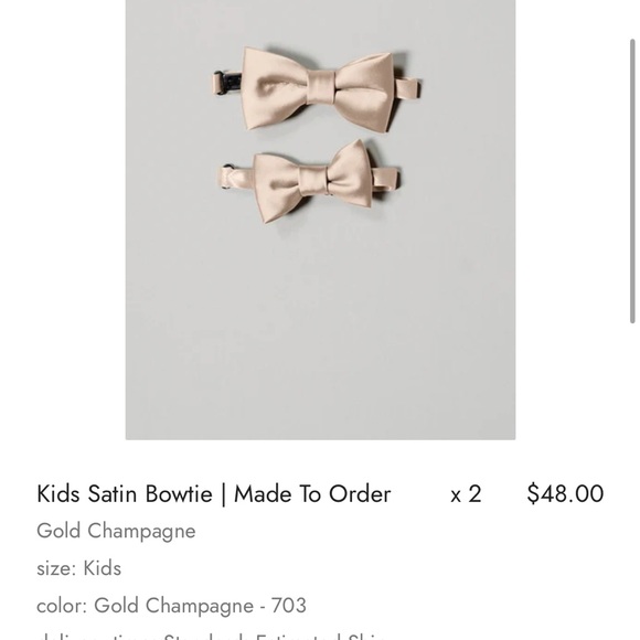 Revelry Kids Satin Bowtie Gold Champagne NWT - Picture 1 of 2